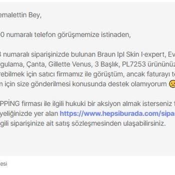 Hepsiburada Pazaryeri "Lavin Shopping" Faturamı Göndermiyor...