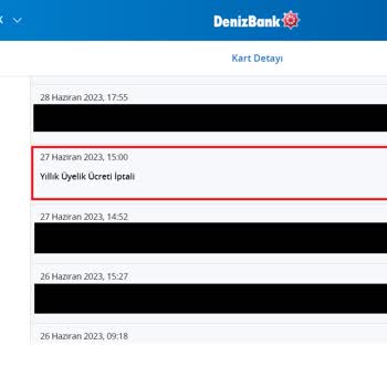Denizbank Yıllık Üyelik Ücreti İadesi Talebidir.