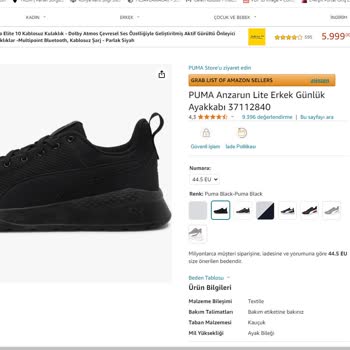 Amazon.com.tr Puma Ayakkabı Sıkıntısı