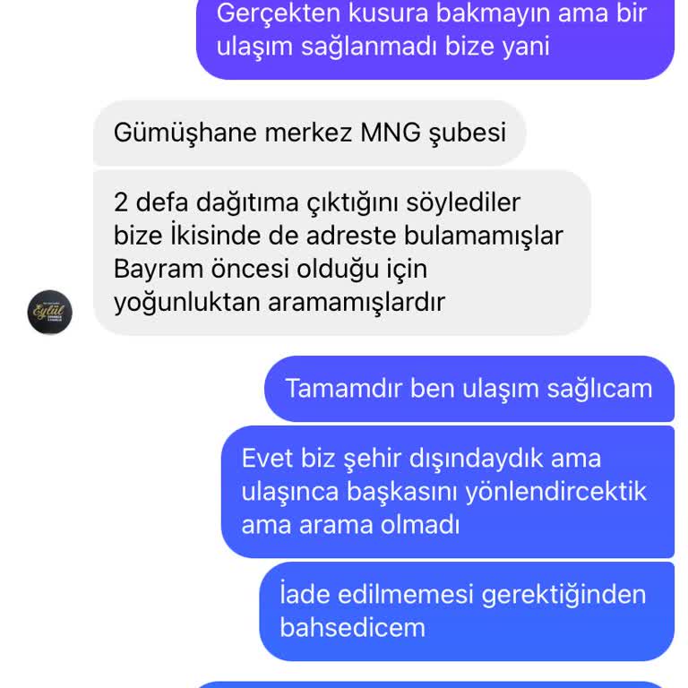 Kelkit MNG Kargo'da İletişim Sorunu Ve İade Problemi