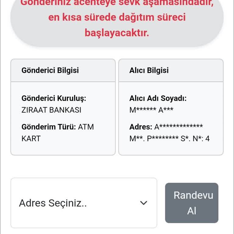 Kuryenet Tarafından Gelmeyen Banka Kartım
