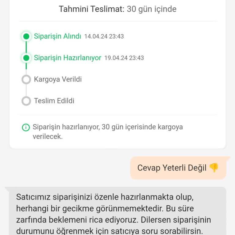 Trendyol 70 Gündür Gönderilmeyen Kargo... Sistemde Gecikmemiş Görünmekte :)