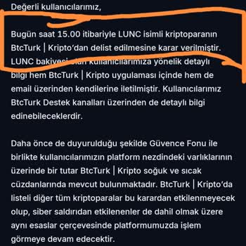 BTCTURK Kasıtlı Zarara Uğratıyor. -lunc Coin