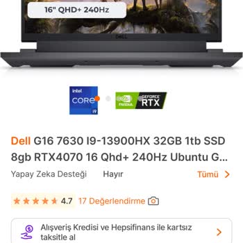 Gpn Bilgi Teknolojileri Dell G16 7630 Pişmanlığı