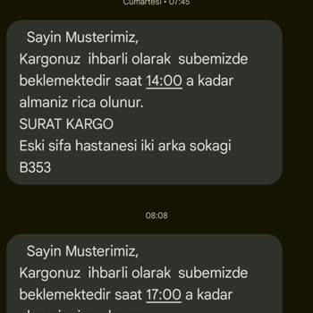 Sürat Kargo Türkgücü Şubesi Sorunu