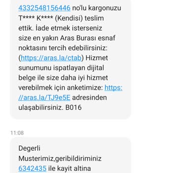 Aras Kargo Ürünümü Bana Teslim Etmediler