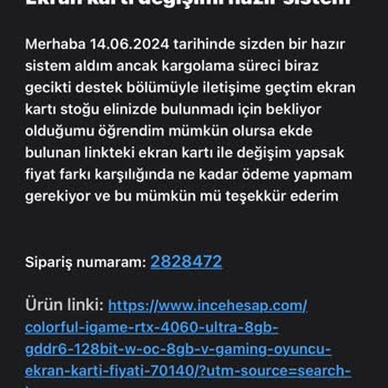 İncehesap Değişim Talebi İstiyorum Sadece