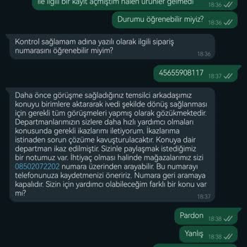 Migros Yanlış Sipariş Uzun Zamandır Gelmedi.