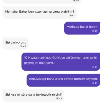 Getir Tarihi Geçmiş Ürün Hakkında Şikayet Kabul Etmiyor