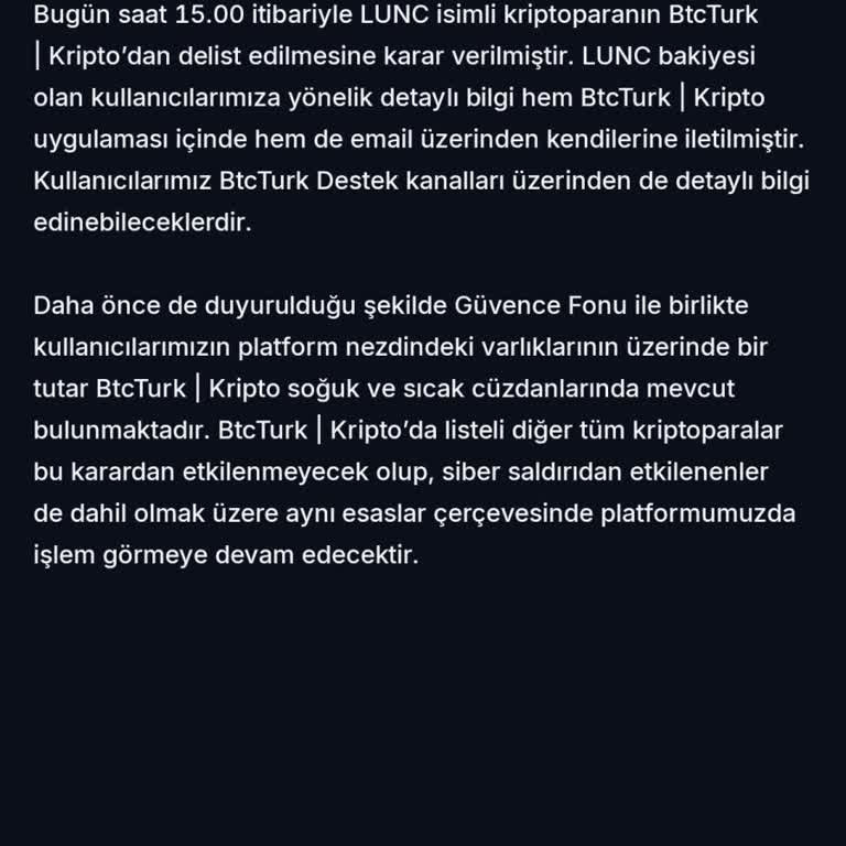 BTCTURK Sattığınız Fiyattan Sonra Dünyada Lunc Coin Yükseldi!