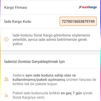 Sürat Kargo Kurye Hk Dönüş Yapılmıyor