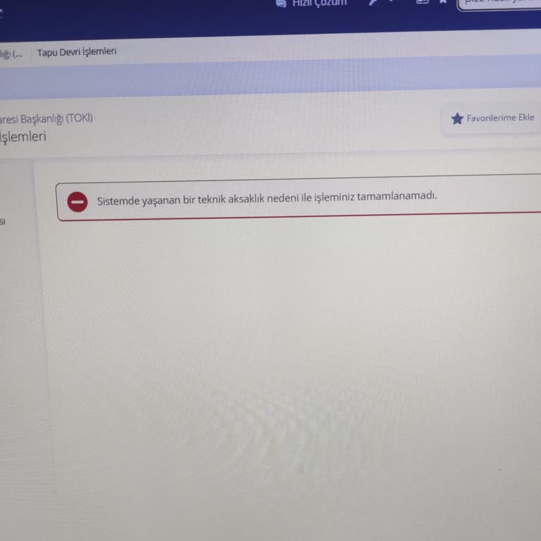 E-Devlet (Turkiye.gov.tr) TOKİ Sistem Arızası!