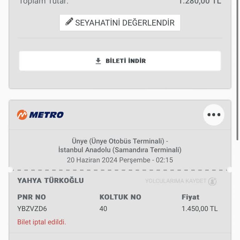 Metro Turizm Obilet Fazla Bilet Satışı