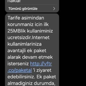 Vodafone Mobil İnternet Paketim Bitmeden Ek Paket Tanımlanması