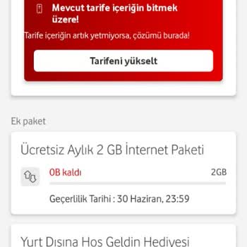 Vodafone Mobil İnternet Paketim Bitmeden Ek Paket Tanımlanması