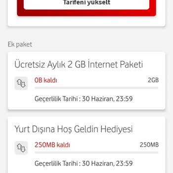 Vodafone Mobil İnternet Paketim Bitmeden Ek Paket Tanımlanması