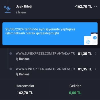 Sunexpress Aynı Koltuk İçin 5 Kez Ödeme Alındı.
