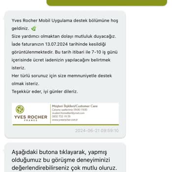 Yves Rocher Ücret İademi Yapmıyor!