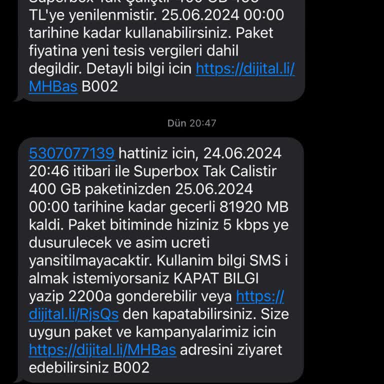 Turkcell Superbox Mesajları