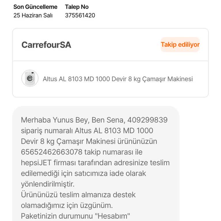 Hepsiburada Ürünümü Beş Gündür Göndermiyor