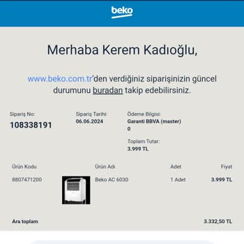 Beko Online AC630 Soğutucu Siparişi