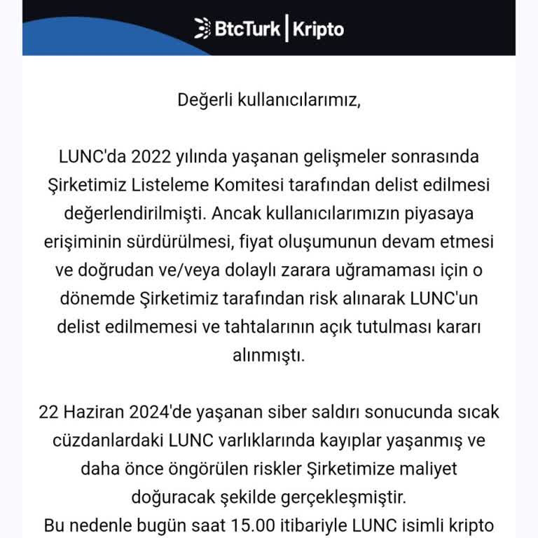 BTCTURK Ün Lunc Konusundaki Aymazlığı