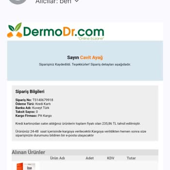 Dermo Dr. Eksik Ürün Gönderdi Açıklamaya Uymadı