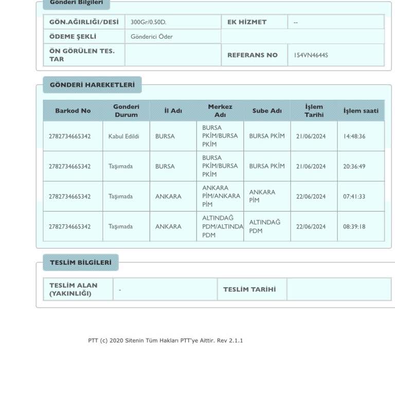 PTT Kargo Kargom Hala Gelmedi