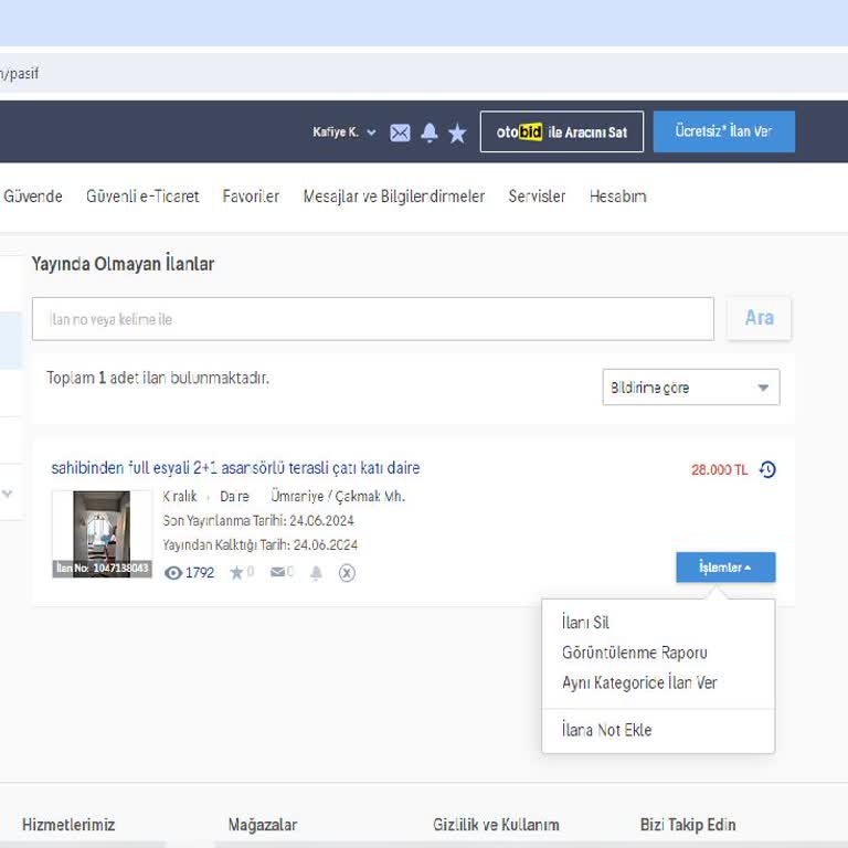 Sahibinden.com Ücretsiz İlan Hakkını Kullandırmıyor Ücret Talep Ediyor