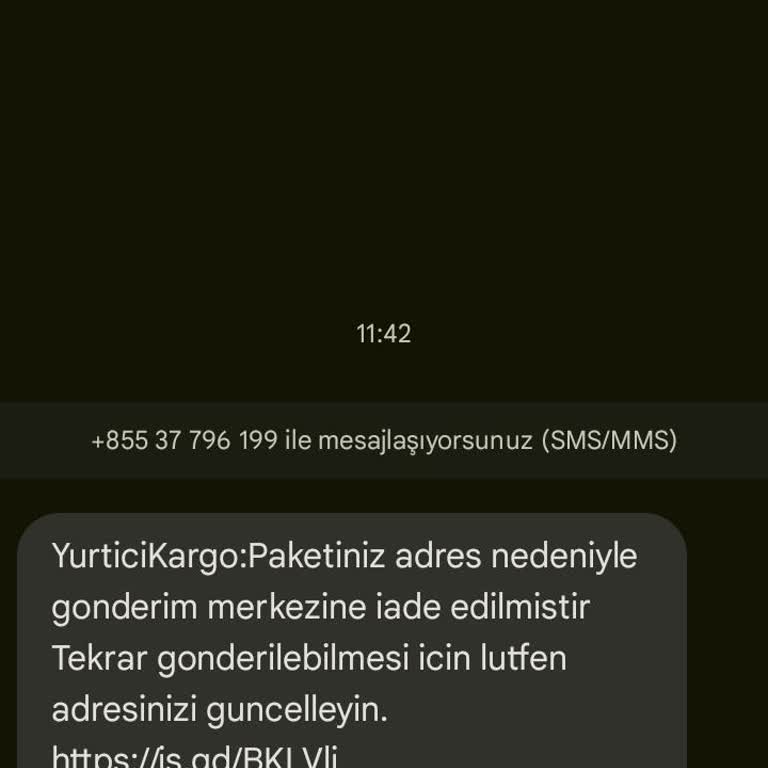 Kargo +855 37 796 199 Numaralı Numaradan Kargonuz Var Mesajı