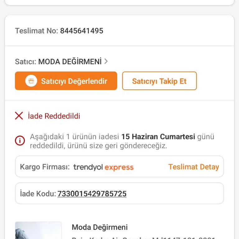 Trendyol İadem Kabul Edilmedi