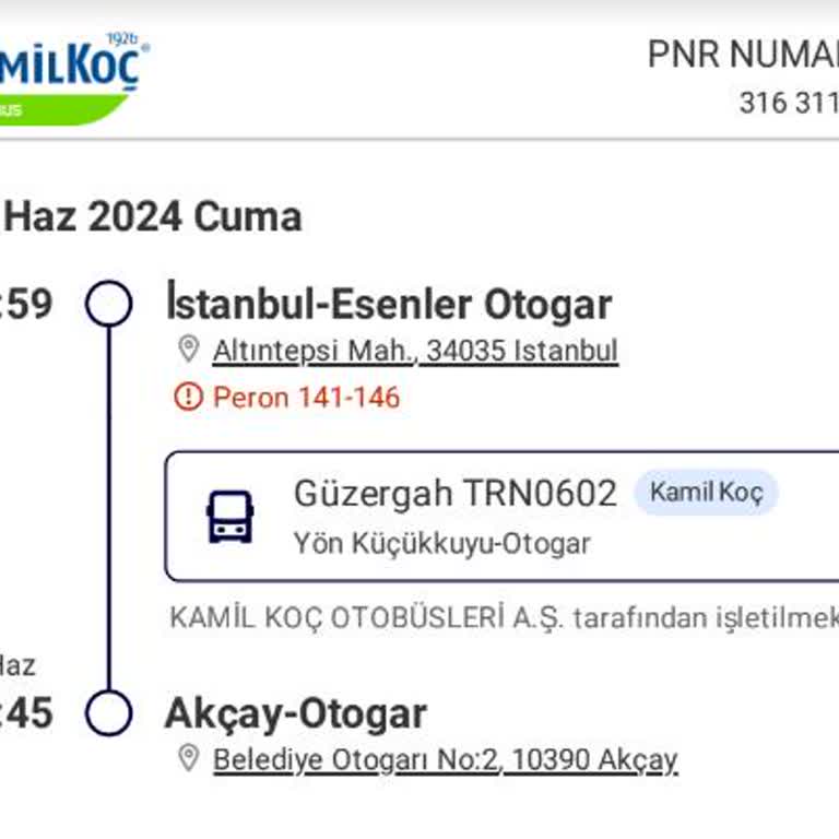 Kamil Koç'tan Alınan Hizmetin Yerine Getirilmemesi