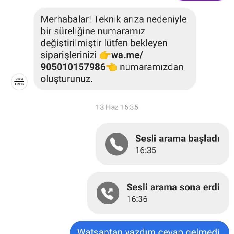 Nam.butik (Instagram) Nom Butik Ürünü Göndermediler