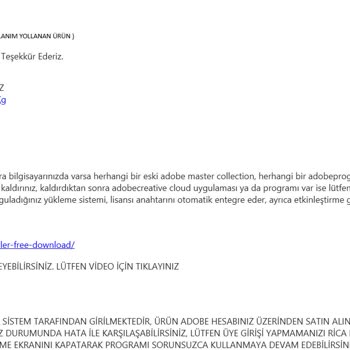Yazılım Budur Adobe Lisans Aldım Ama Farklı Ürün Ve Lisans Göndermediler.
