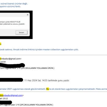 Yazılım Budur Adobe Lisans Aldım Ama Farklı Ürün Ve Lisans Göndermediler.