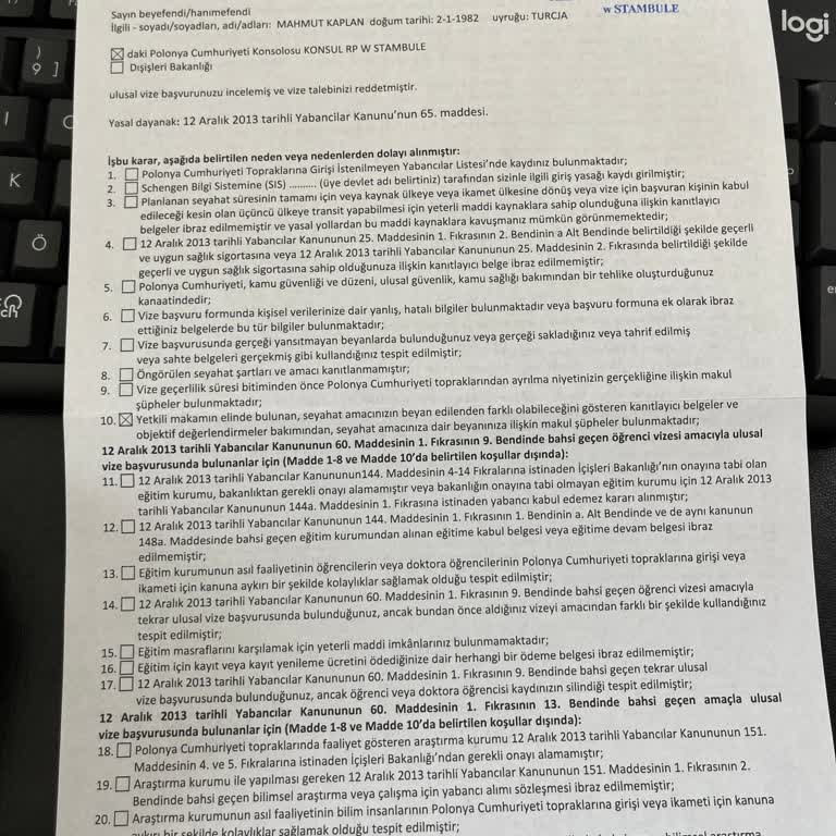 VFS Global İptal Edilen Vize