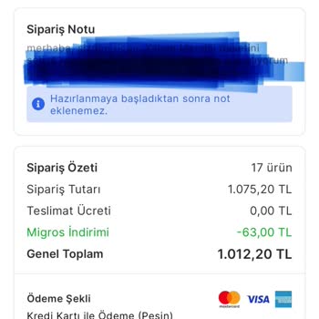 Migros Sanal Market Fazla Çekim