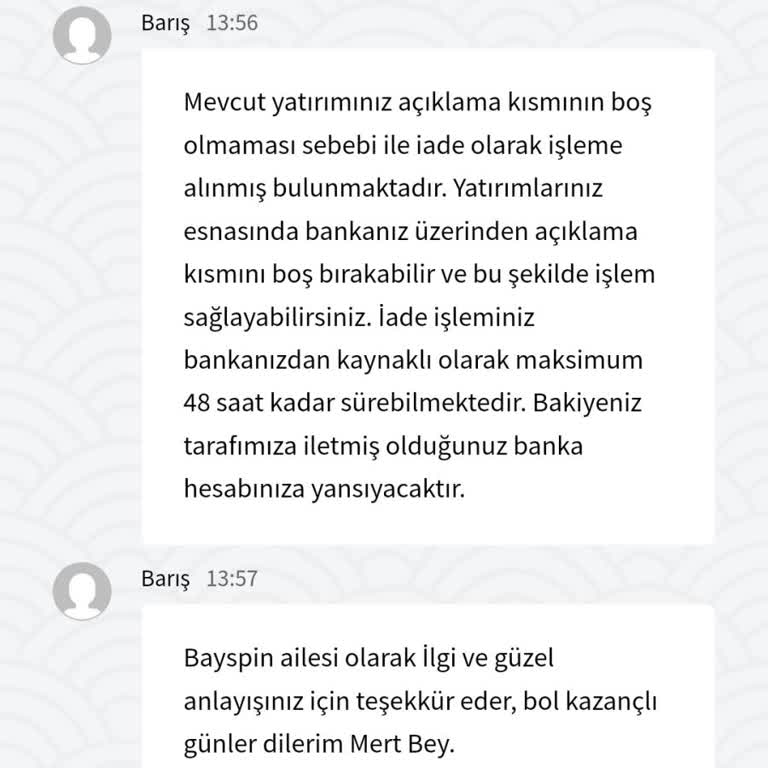 Bayspin Paramı Hesabıma Yatırmıyor