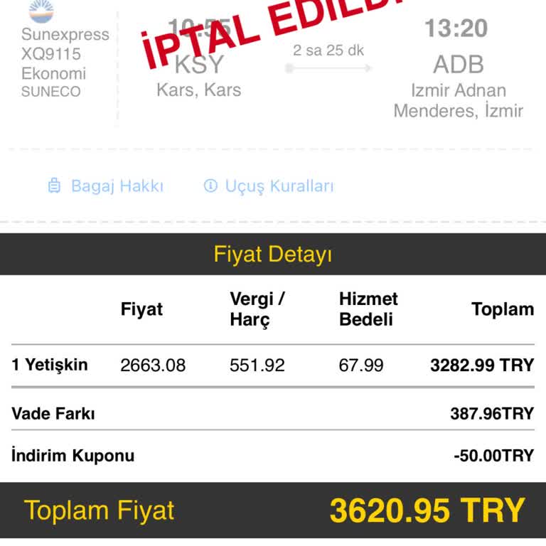 Ucuzabilet Eksik Yapılan Ücret İadesi