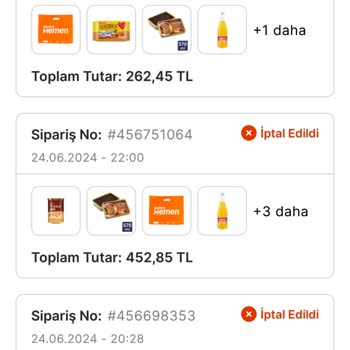 Migros Hemen Bilgim Dışında Siparişlerimi İptal Ediyor