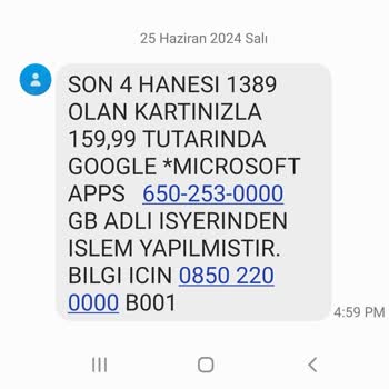 Microsoft Bilgim Dışı Kartımdan Çekim Yapılıyor