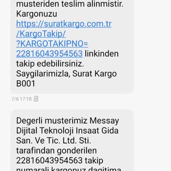 1AYDIR Teslim Edilemeyen Ulaşılamayan Sürat Kargo Lüleburgaz Şubesi
