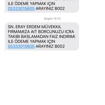 Metka Hukuk İcra Takibi Mesajı