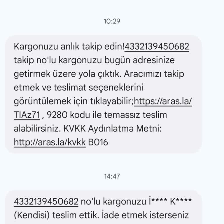 Aras Kargo Kargom Gelmediği Halde Teslim Edilmiştir Diye Mesaj Geldi