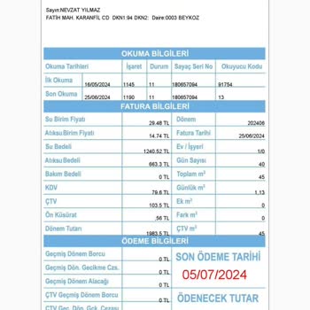 İSKİ Su Faturası