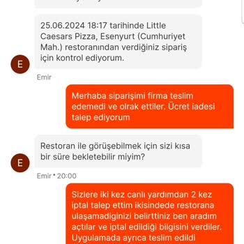 Migros Yemek Teslim Edilemeyen Sipariş