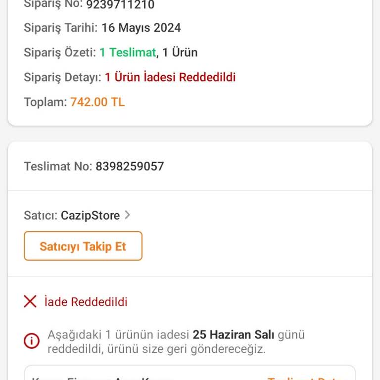 Cazipstore Trendyol'da Yaşanan İade Ve Ürün Sorunu