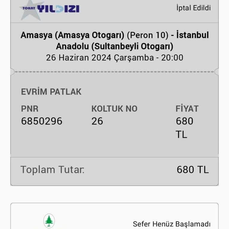 Obilet Firmasi Bilet İptali
