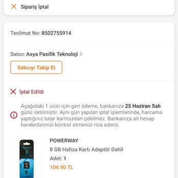 Trendyol Sipariş İptalinde Ücret İadesi Yapılmadı