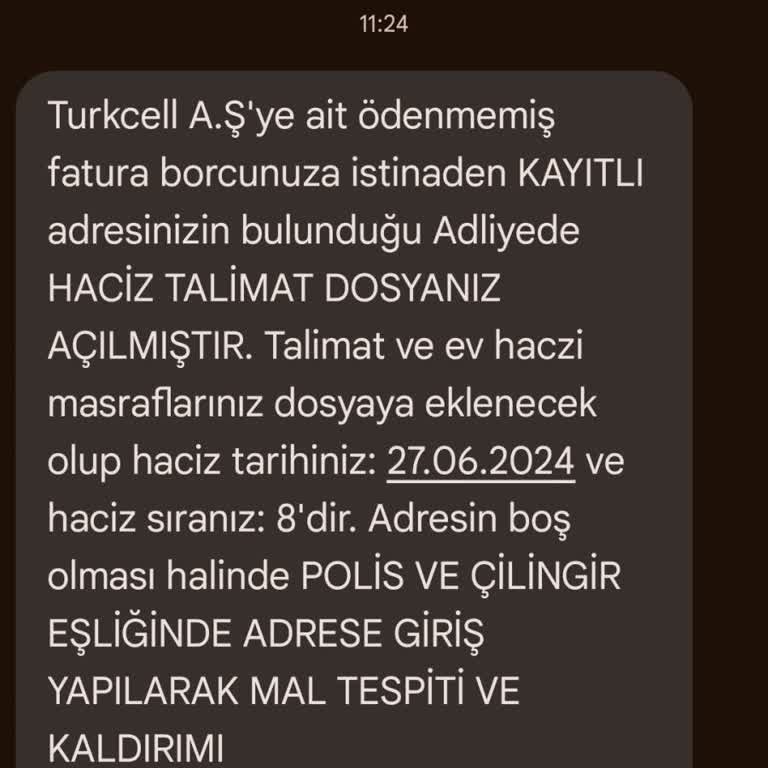 Turkcell Hattım Olmamasına Rağmen Haciz Mesajı